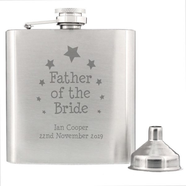 Personalised Stars Father of the Bride Hip Flask
