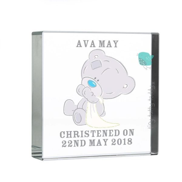 Personalised Tiny Tatty Teddy Large Christening Crystal Token