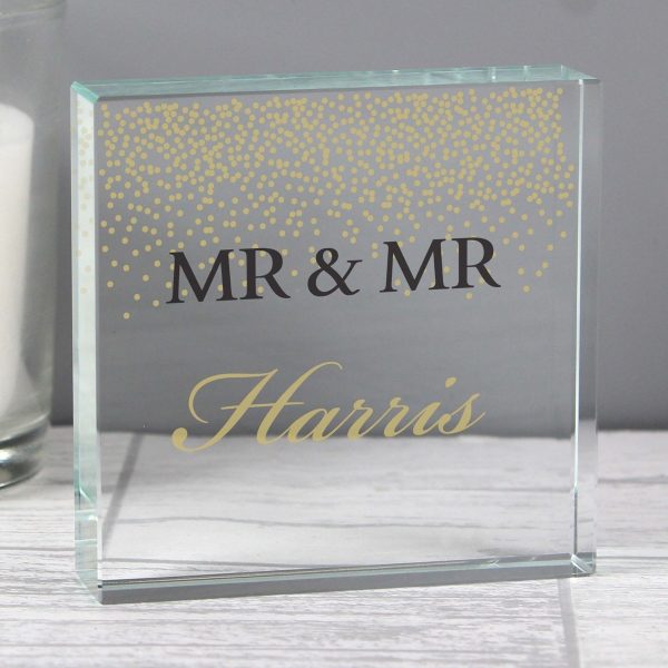 Personalised Gold Confetti Large Crystal Token