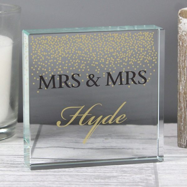 Personalised Gold Confetti Large Crystal Token