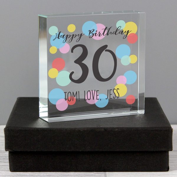 Personalised Birthday Colour Confetti Large Crystal Token