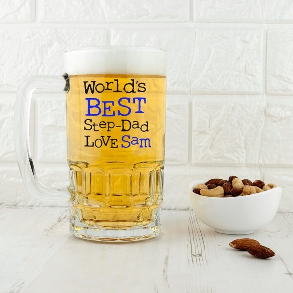 Personalised Beer Glass (Tankard) – Best New Step-Dad