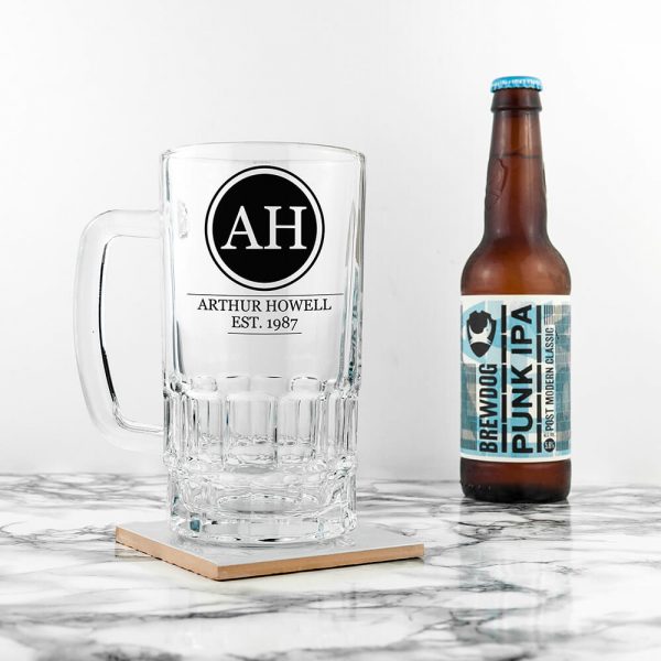 Personalised Beer Glass (Tankard) – Your Message, Name & Date