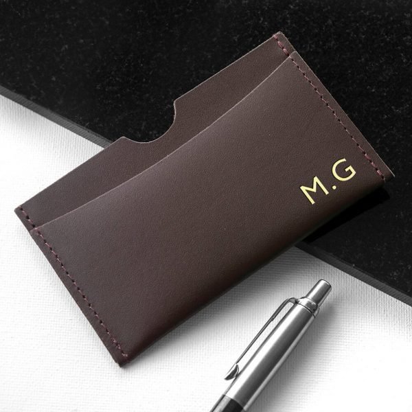 Personalised Luxury Leather Card Holder – Initials