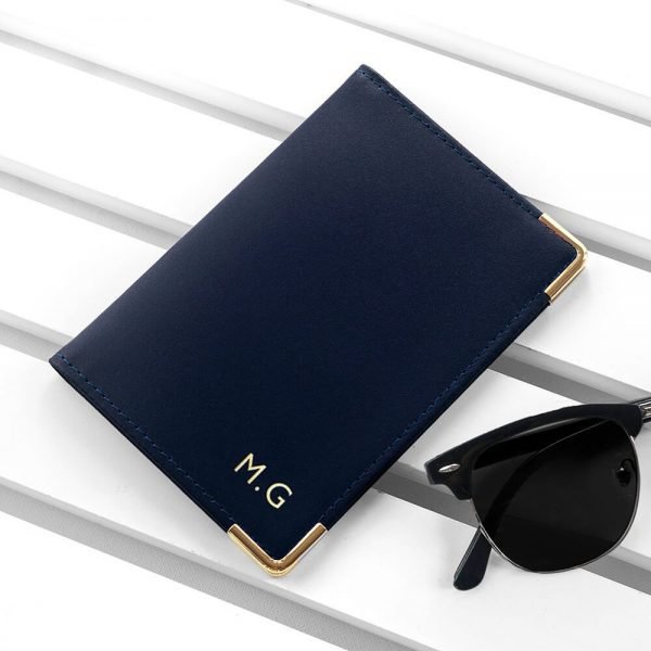 Personalised Luxury Leather Passport Holder – Navy