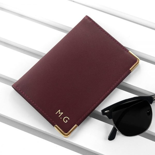 Personalised Luxury Leather Passport Holder – Burgundy