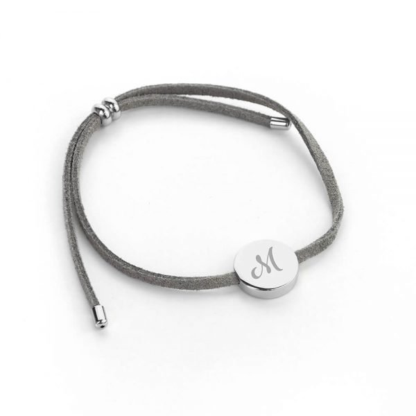 Personalised Always With You Grey & Silver Bracelet – Initial