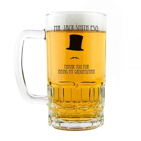 Personalised Wedding Beer Glass (Tankard) – Groomsman