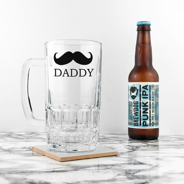 Personalised Beer Glass (Tankard) – Name (Moustache)