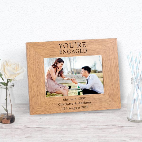 Personalised Wooden Photo Frame – You’re Engaged