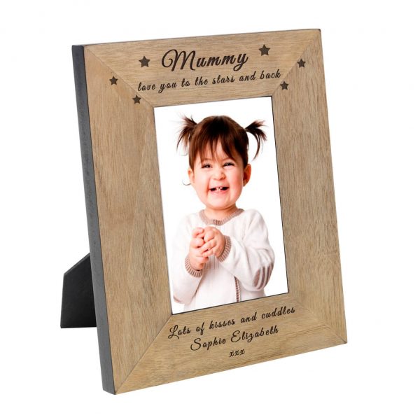 Personalised Wooden Photo Frame – Stars and Back