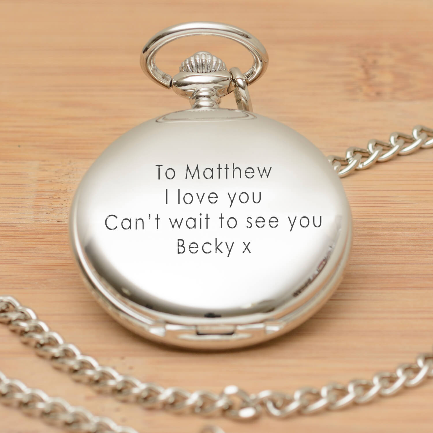 Personalised Value Pocket Watch (Straight Text) – Your Message