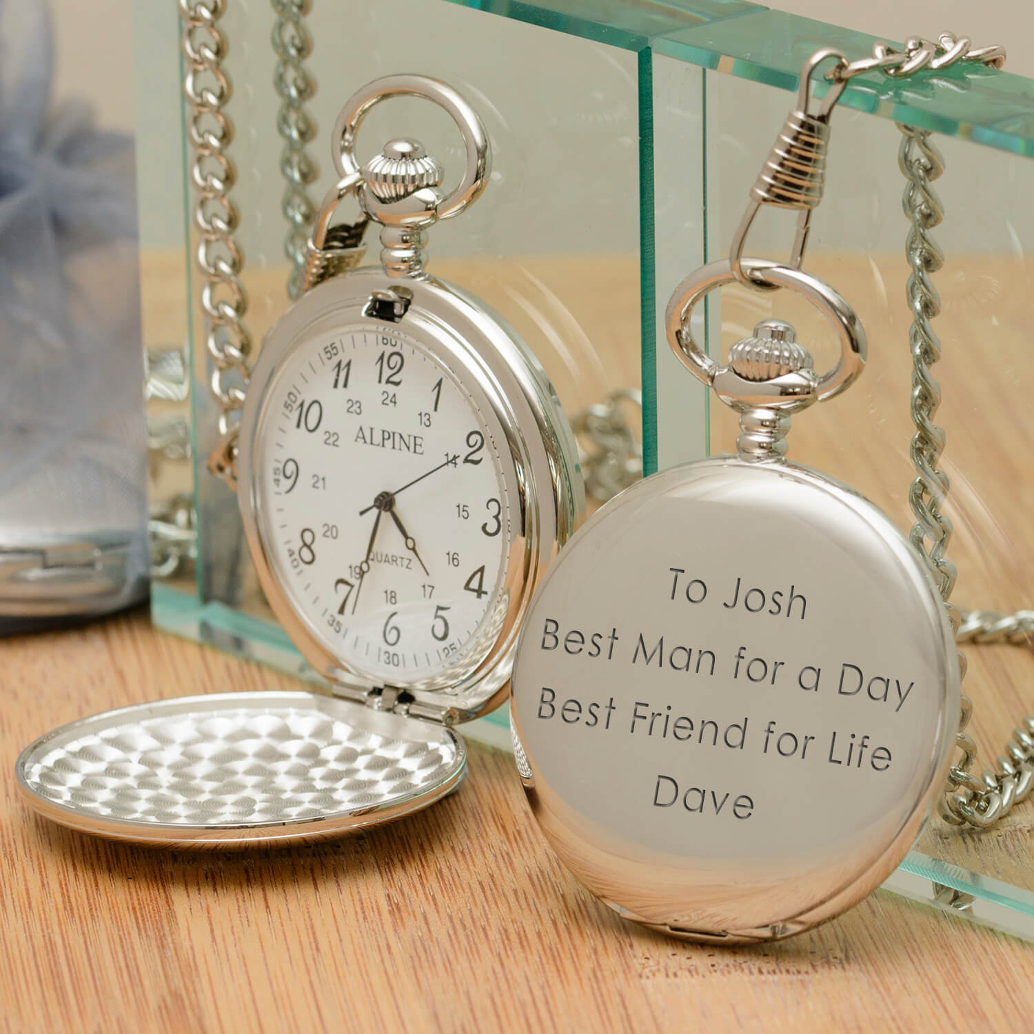 Personalised Value Pocket Watch (Straight Text) – Your Message