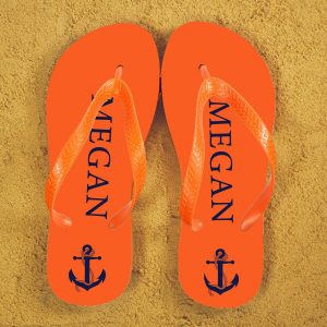 Personalised Adults Flip Flops (Orange & Blue) – Anchors