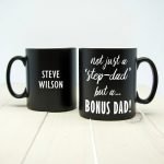 Personalised Bonus Dad Black Matte Mug