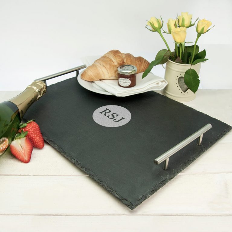 Personalised Breakfast in Bed Slate Tray – Initials