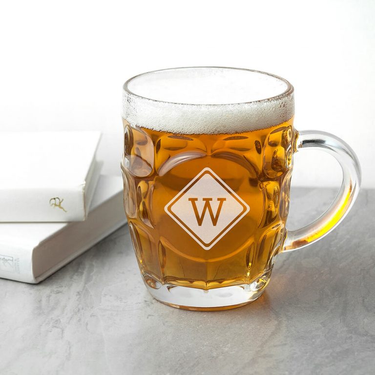 Personalised Beer Glass (Dimple) – Initials