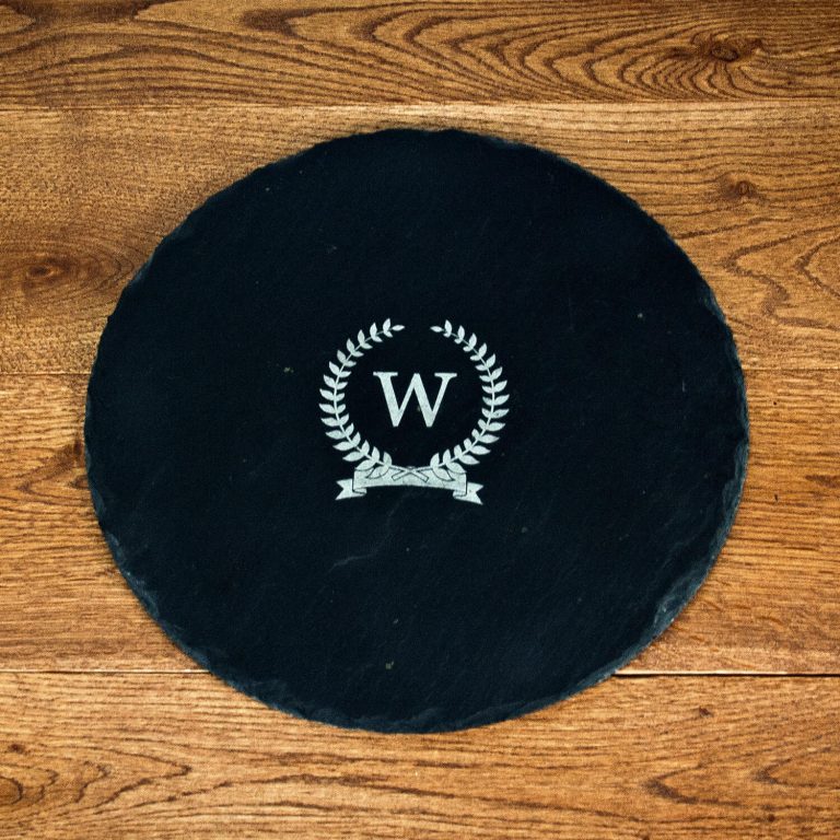 Personalised Slate Cheese Board – Initial (Circle)