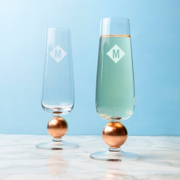 Personalised Gold Champagne Flutes – Set of 2 – Initials