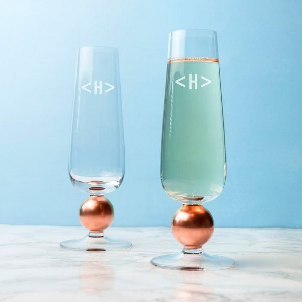 Personalised Gold Champagne Flutes – Set of 2 – Initials