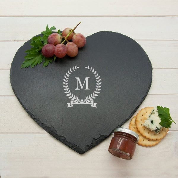 Personalised Slate Cheese Board – Initial (Heart)
