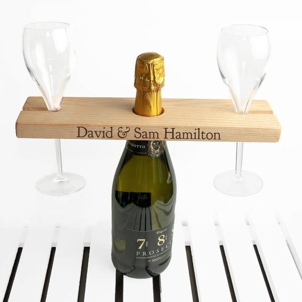 Personalised Welsh Ash Wooden Champagne Holder