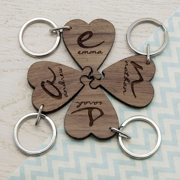 Personalised Wooden Key Ring – Best Friends Forever (Heart)