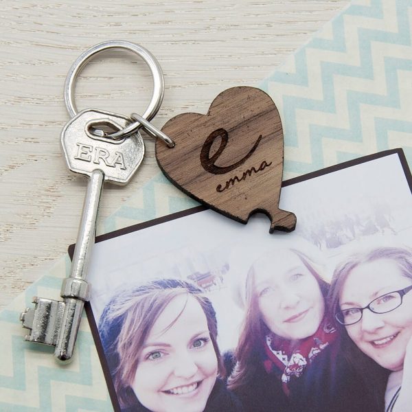 Personalised Wooden Key Ring – Best Friends Forever (Heart)