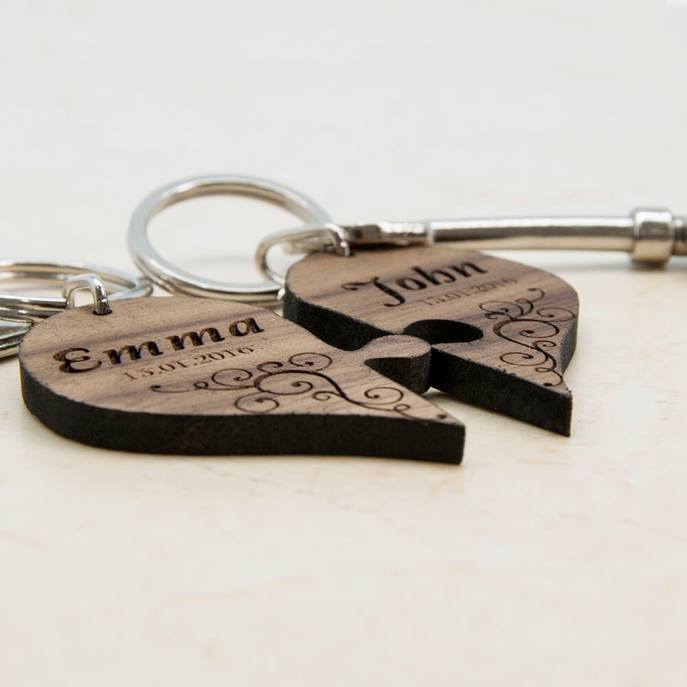 Personalised Wooden Key Ring – Couples