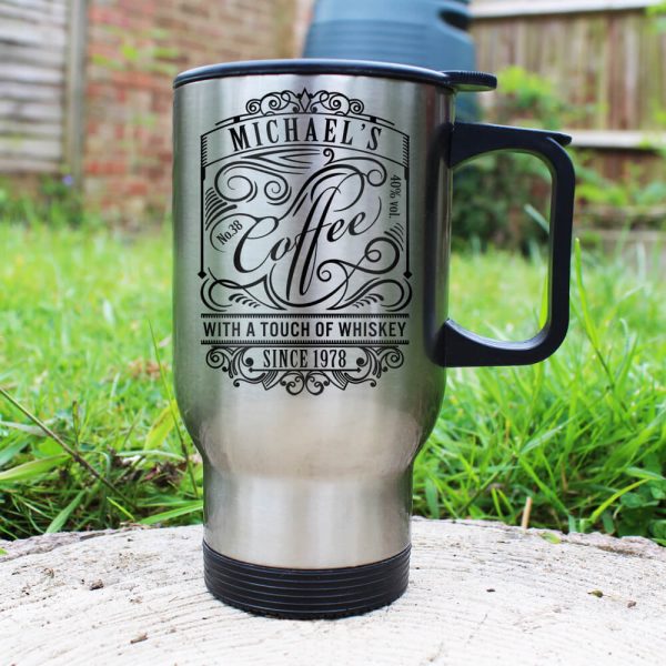 Personalised Coffee With a Touch of Whiskey Travel Mug