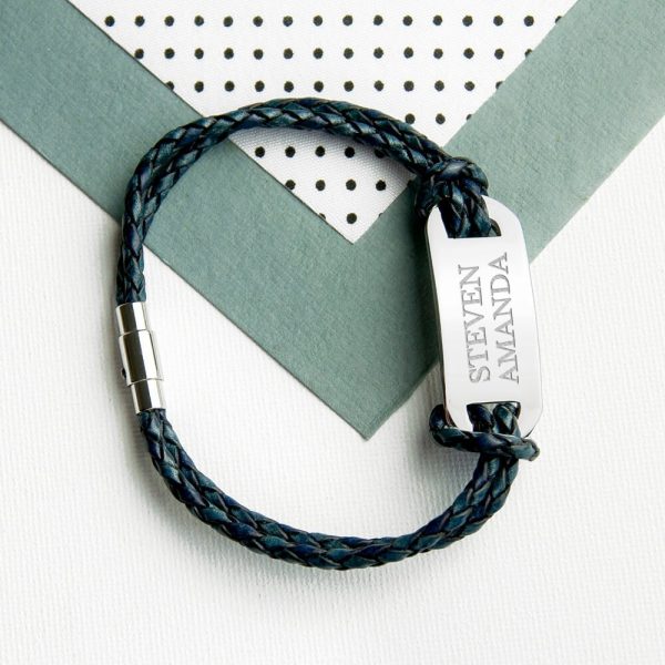 Personalised Mens Leather Statement Bracelet – Your Message