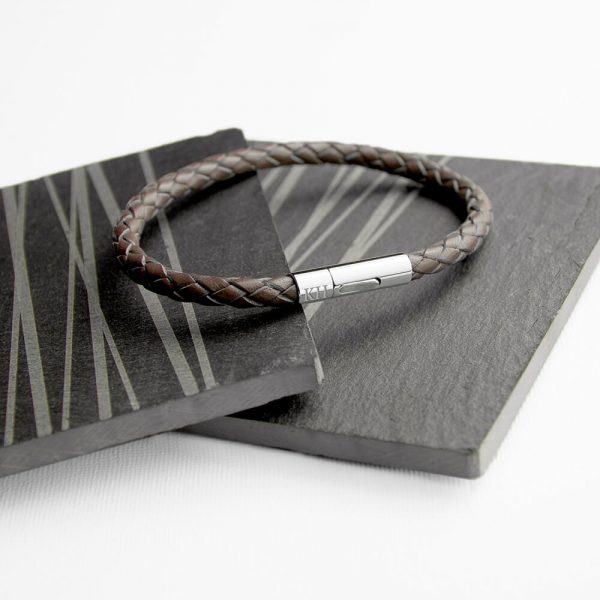 Personalised Mens Leather Capsule Bracelet – Initials