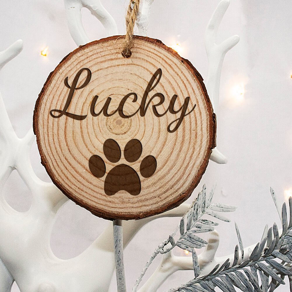 Personalised Engraved Family Dog Christmas Tree Decoration