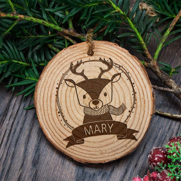 Personalised Woodland Reindeer Christmas Tree Decoration