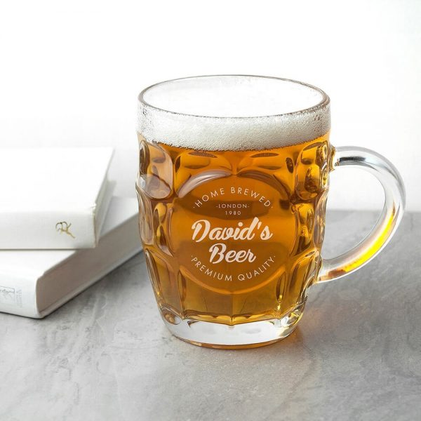Personalised Beer Glass (Dimple) – Home Brewed