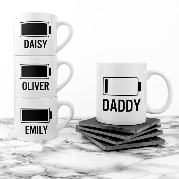 Personalised Daddy & Me Low Battery Mugs