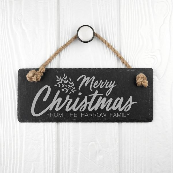 Personalised Hanging Slate Sign – Merry Christmas