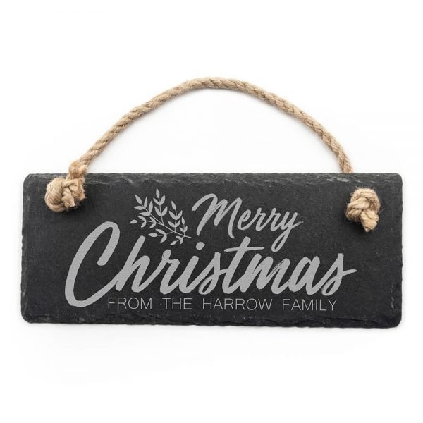 Personalised Hanging Slate Sign – Merry Christmas