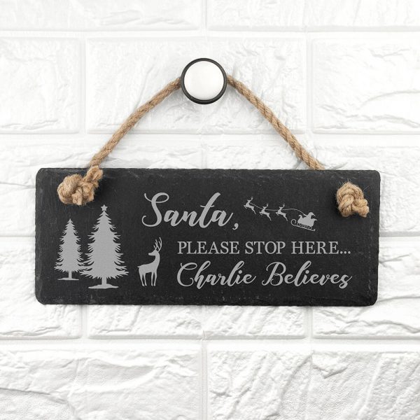 Personalised Hanging Slate Sign – Christmas (We Believe)