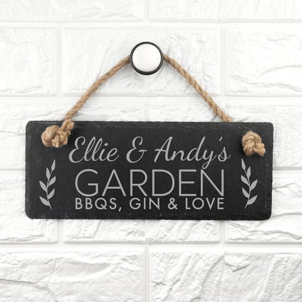 Personalised Hanging Slate Sign – Our Garden