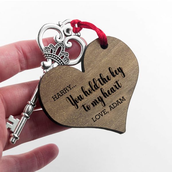 Personalised Wooden Key Ring – Key to my Heart