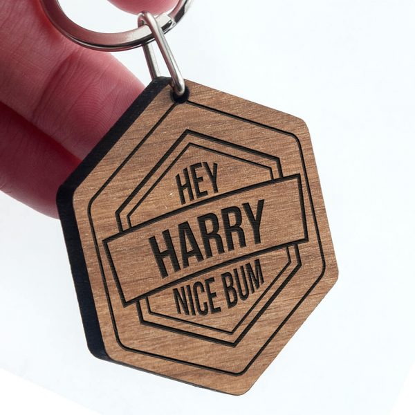 Personalised Wooden Key Ring – Cheeky Message