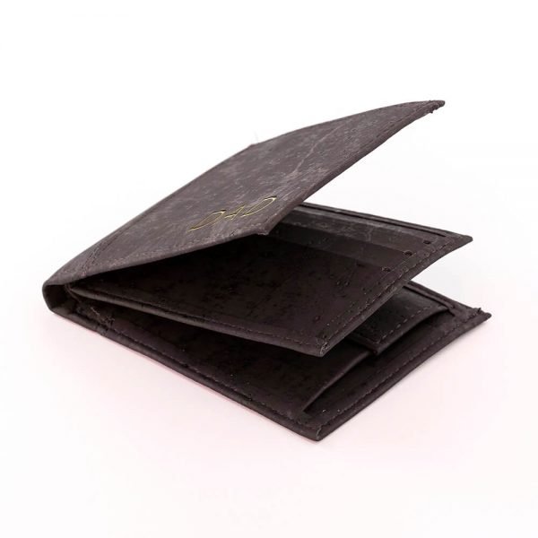 Personalised Natural VEGAN Leather Cork Wallet – Dark Brown