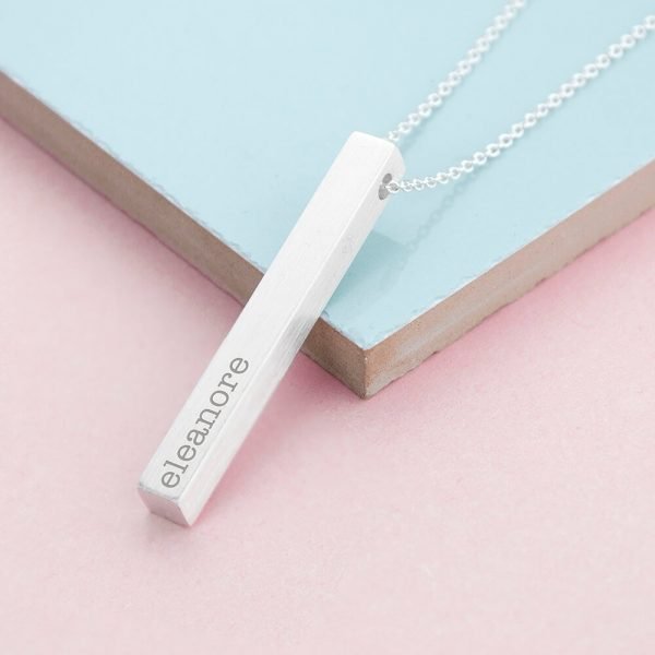Personalised Matt Vertical Bar Necklace – Name or Message