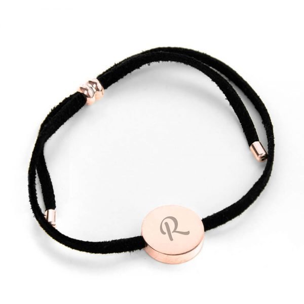 Personalised Always With You Rose Gold & Black Bracelet – Initial