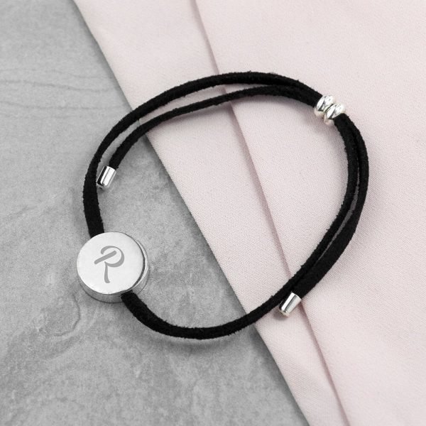 Personalised Always With You Silver & Black Bracelet – Initial