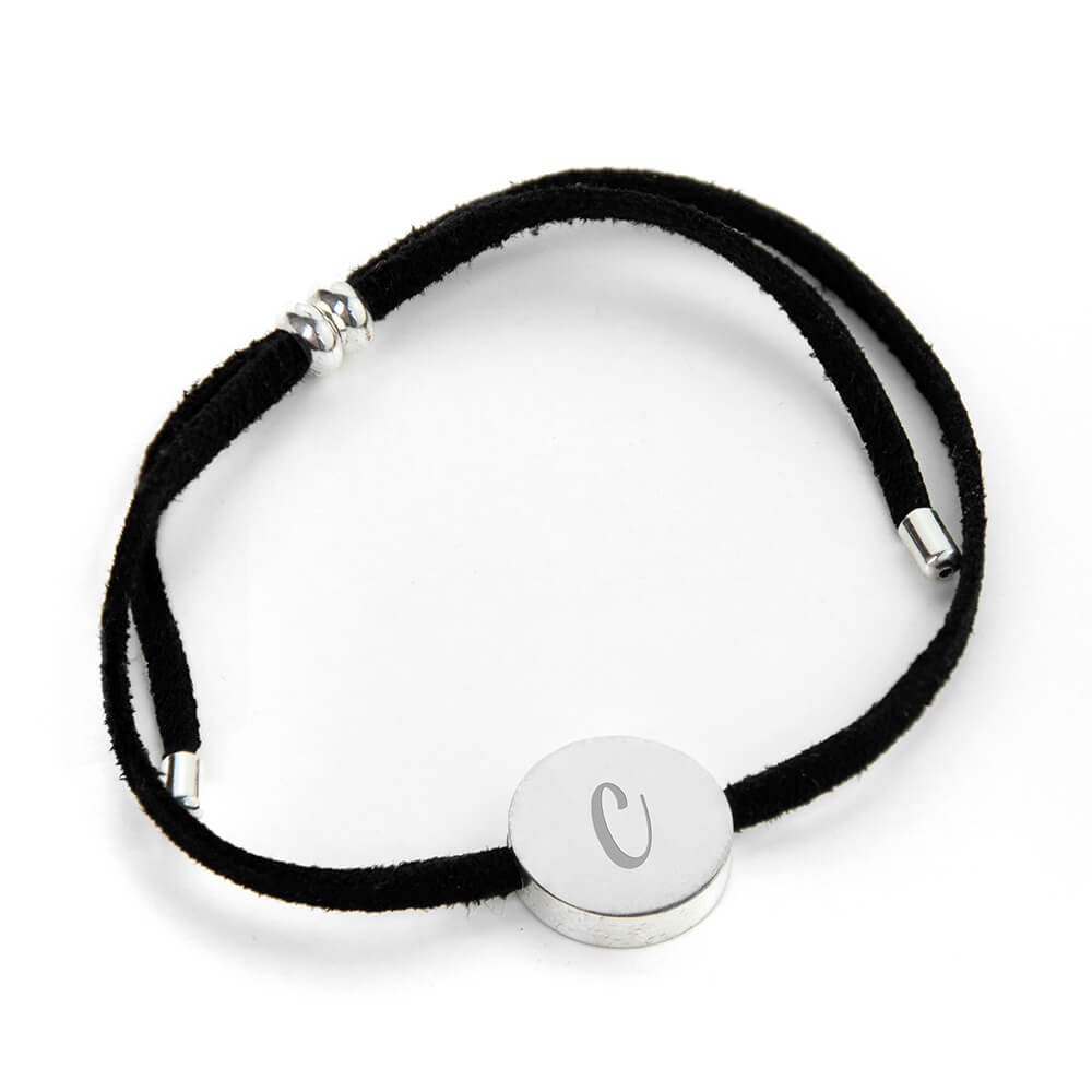 Personalised Always With You Silver & Black Bracelet – Initial