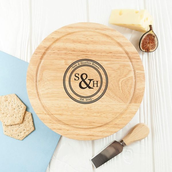 Personalised Cheese Board Set – Monogram Couple