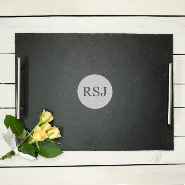 Personalised Breakfast in Bed Slate Tray – Initials
