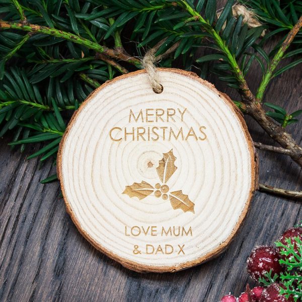 Personalised Christmas Holly Hanging Decoration